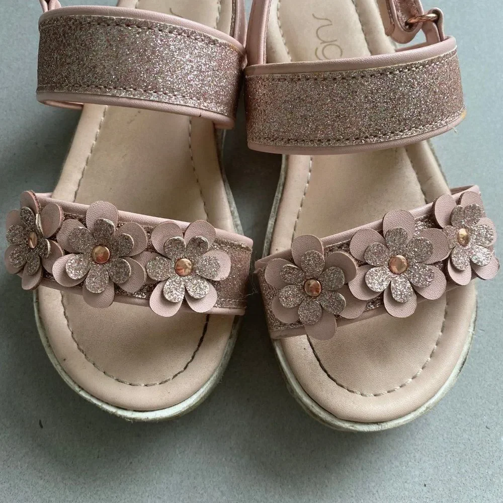 Sugar Girl's Glittery Open Toe Sandal, Size 9M